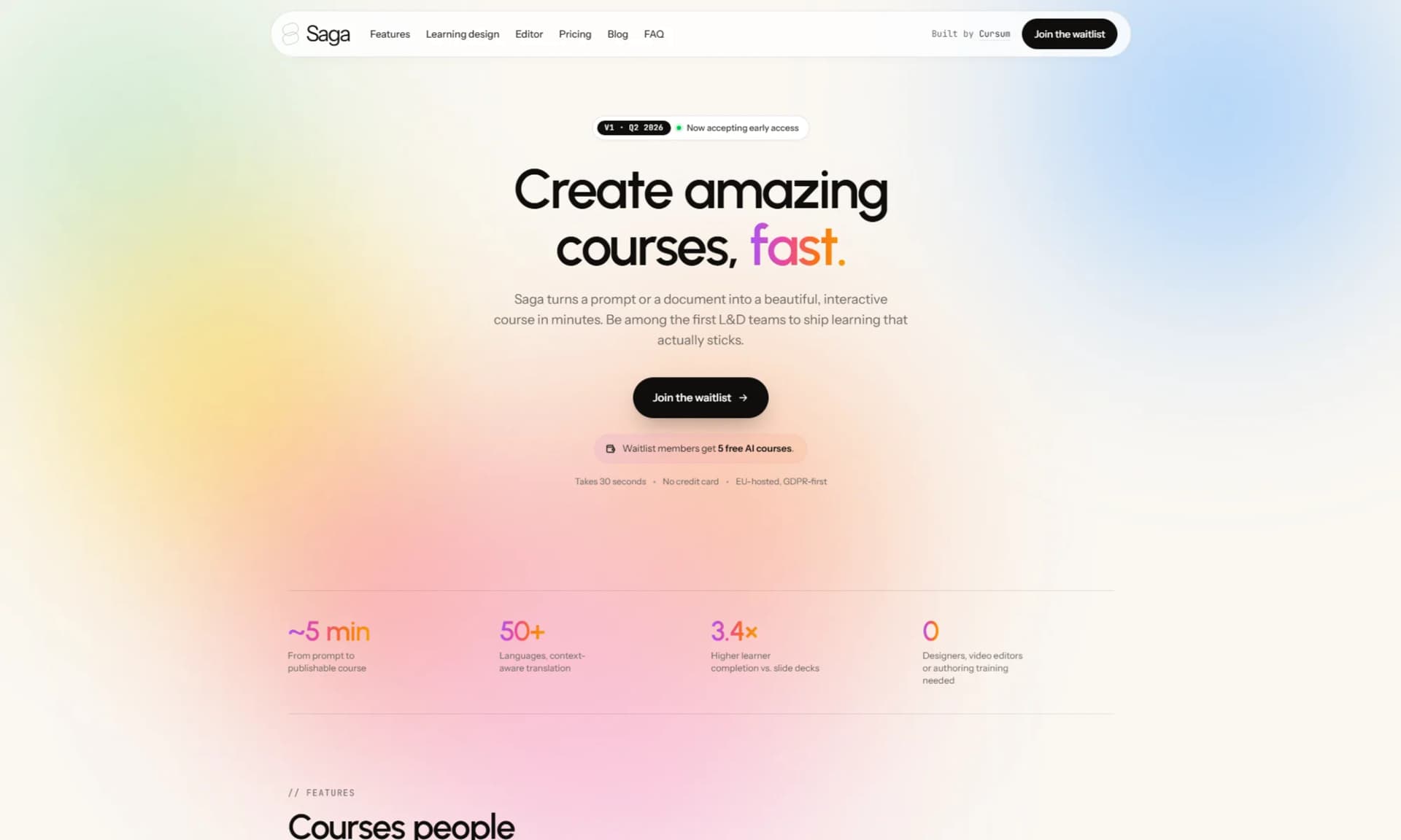 Saga Learn screenshot