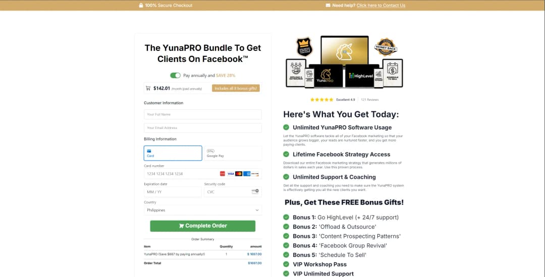 YunaPro Checkout Page
